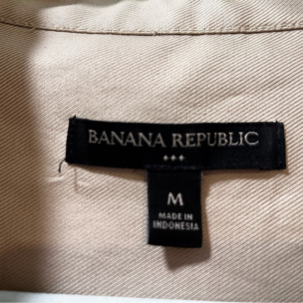 Banana Republic Utility Shift Dress Cargo Safari Tan Twill Shirt Minimalist Med - Picture 4 of 10